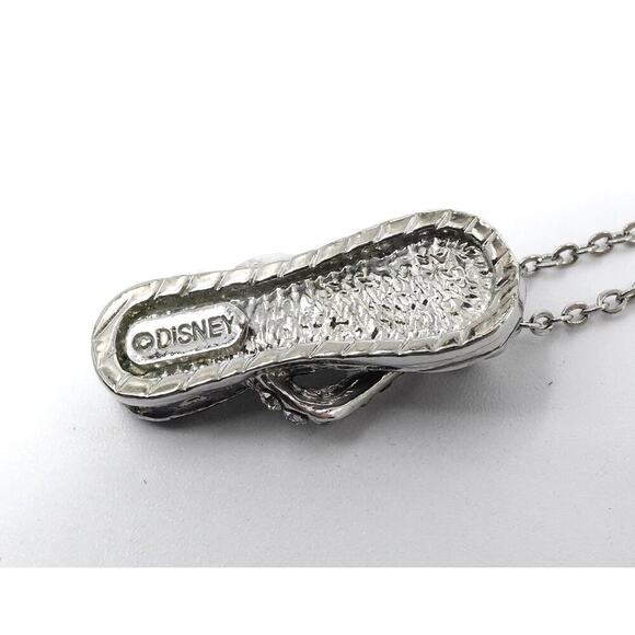 VTG Disney Mickey Mouse Flip Flop Pendant Necklace Black Rhinestone AB Girls - Picture 8 of 16
